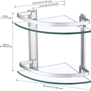 Corner Shelf Aluminum, Bathroom Corner Shelf Double Mirror