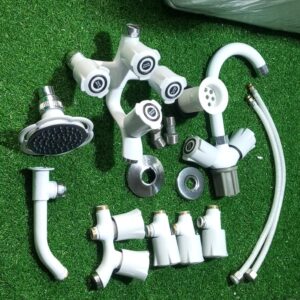 BATH SET PVC HEAD WHITE BRASS